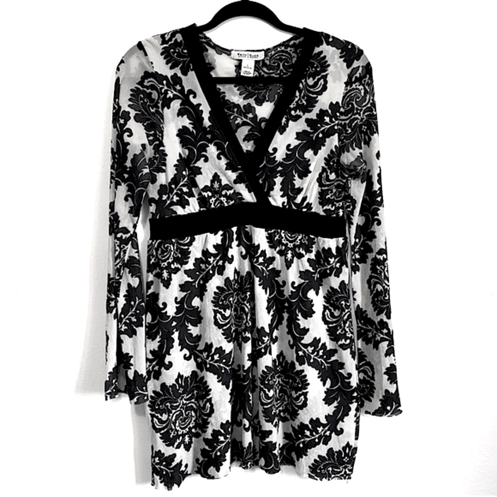 White House Black Market Long Bell Sleeves  V-Neckline Surplice Tunic